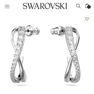 SWAROVSKI Twist hoop earrings
White, Rhodium plated